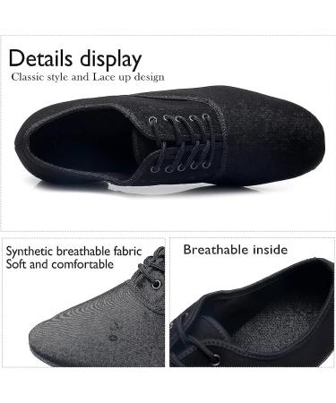HIPPOSEUS Men's Ballroom Dance Shoes Latin Tango Rumba Low Heel - Black Suede Sole | Model M2 7.5 - Buy Online on SooperMarket.com