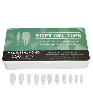 Long Clear Fake Nails Ultra Thin Carve Grinding Half Frosted False Nails for Wedding Dating Party Almond (Almond)