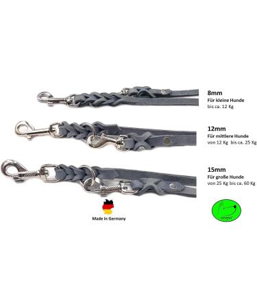 Adjustable Fat Leather Dog Leash for Small & Large Dogs - 2m Grey | Double Leash | Durable & Comfortable - Buy Online on SooperMarket.com