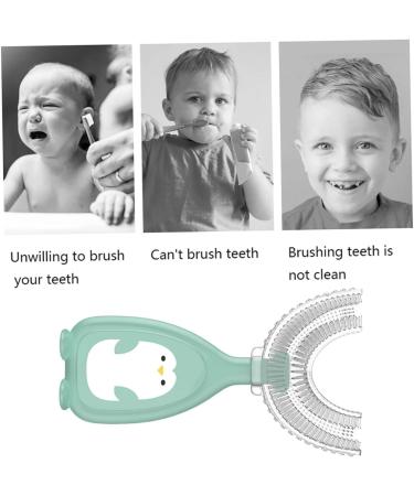 U-Shaped Toothbrush for Kids - Silicone Baby Toothbrush for Effective Mouth Cleaning | Eco-Friendly Green Design - Buy Online on SooperMarket.com