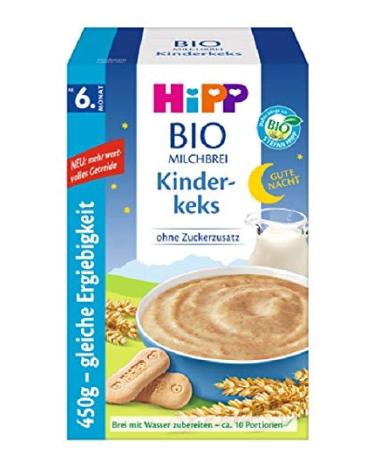 Hipp organic milk porridge without adding sugar from 6th month good night-porridge children's biscuit 4 Pack (4 x 450 g) Kinderbeks foothills