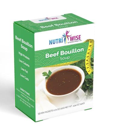 NutriWise - Beef Bouillon Soup | High Protein Diet Soup | High Protein Low Calorie Low Carb Cholesterol Free Fat Free (7/box)