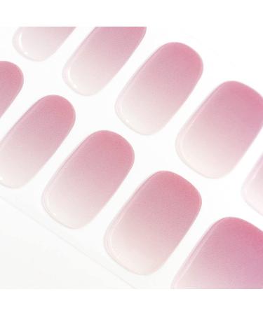 DANNI & TONI 28 Stickers Semi Cured Nail Wraps Soft Self-Adhesive Gel Nail Stickers(Aglaia) Salon-Quality Gel Nail Polish Strips Manicure Stickers Set Gradient with Light Pink Tips Aglaia a