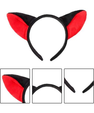 Bohue 2 Pieces Fox Ears Headband Cartoon Fox Halloween Hair Hoops Plush Animal Ears and Horns Headband Halloween Costumes Cosplay Party for Girls Boys (Black) - Buy Online on SooperMarket.com