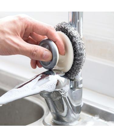 GIISH Stainless Steel Scrubber Heavy Duty Pot Scrubbers Dish Scrubber with Handle Cleaning Brush Wash for Dish - Buy Online on SooperMarket.com
