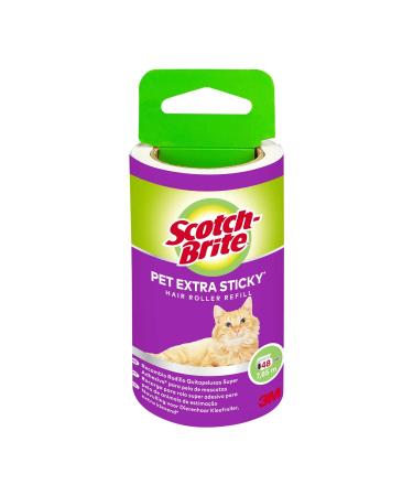 Scotch-Brite Pet Extra Sticky Hair Lint Roller - Replacement Roll for Pet Hair Lint Roller Black White Refill Pack Extra Strong