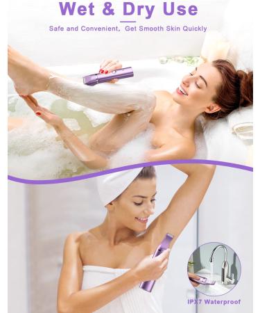 YBLNTEK Rechargeable Bikini Trimmer for Women - 2 in 1 Electric Razor for Pubic Hair Removal - Wet/Dry Use, Cordless and Washable - Purple - Buy Online on SooperMarket.com