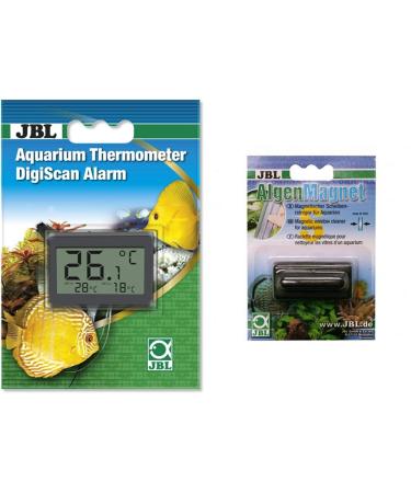 JBL 6122100 Digiscan alarm aquarium thermometer gray & disc cleaning magnet 61291 for aquarium slices JBL algae magnet S bundle with disc cleaning magnet S