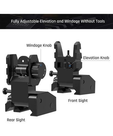 FEYACHI S17 Flip Up Visors - Foldable Front & Rear Iron Sights | Airsoft Accessories for Picatinny Rail - Buy Online on SooperMarket.com