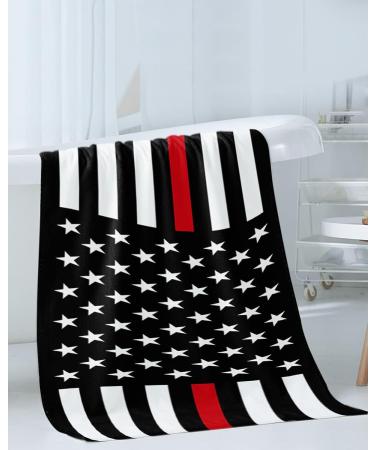 PakiInno Red Line American Flag Respect Firefighter Towels Set - Soft & Absorbent Bath Towels for Fitness, Sports & Travel - 3 Piece Set - Independence-035pak1714 - Buy Online on SooperMarket.com