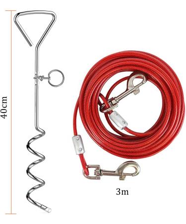 Dog Tie Out Cable and Stake Heavy Duty Dog Tie Out Stake Sturdy Dog Lead Stake Dog Camping Stake for Outdoor Yard and Camping Puppy Pet and Medium Dogs Red - Buy Online on SooperMarket.com