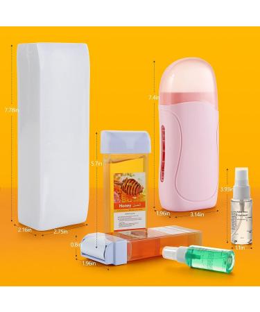 Roll On Wax Roller Kit for Hair Removal - Portable Waxing Kit with 2 Honey Roller Wax Cartridges & 100 Wax Strips - Large Area Hair Removal at Home - Buy Online on SooperMarket.com