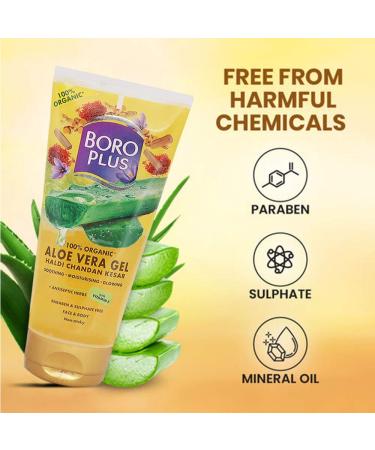 Boro Plus Aloe Vera Gel with Haldi Chandan & Kesar - 150ml | Hydrating Skincare for All Skin Types - Buy Online Internationally - Buy Online on SooperMarket.com