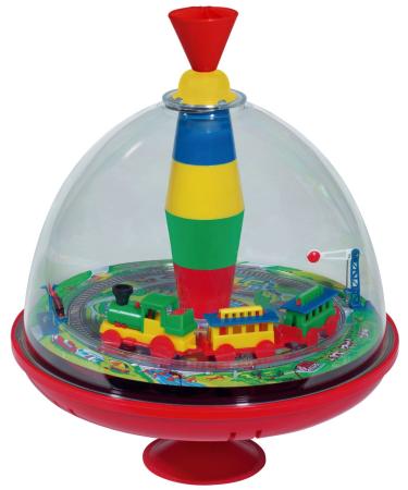 Lena 52120 - Panorama ride Railway 19 cm plastic flywheel classic pumping roundabout music circle with locomotive gyro with a standstill toy scout for children from 18 months