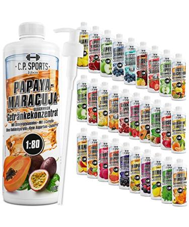 C.P.Sports beverage syrup for mineral drink i syrup sugar-free for vital drink papaya-maracuja with vitamins i beverage concentrate for mixing with water for sports drink i 1 liter + pump donor papaya-maracuja 1 l (1 Pack)