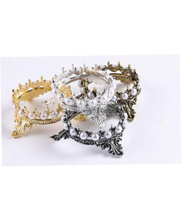 Elegant Crown Pen Holder with Pearl Nails Art Design | DIY Manicure Brush Stand for Nail Sculpture & Drawing - Gold - Buy Online on SooperMarket.com
