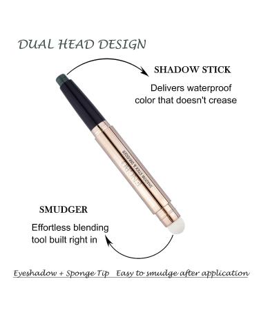 Cream Eyeshadow Stick 2-in-1 Eye Shadow Pencil Crayon with Smudger | Waterproof & Long-Lasting Eye Makeup | Midnight Black Blue Shimmer Eye Shadow Stick - Buy Online on SooperMarket.com