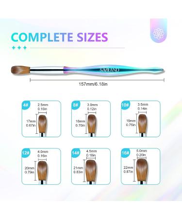Saviland 6PCS Acrylic Nail Brush Set - Size 4/8/10/12/14/16 Kolinsky Acrylic Brushes for Nail Extension & Carving - Laser Blue Powder Brushes for Acrylic Application - Buy Online on SooperMarket.com