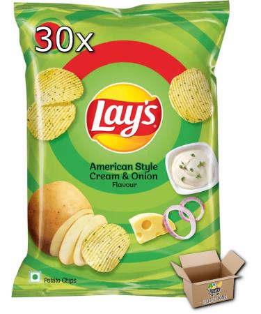 Lay's Case Of 30 Potato Crisps Chips Snacks | American Style Cream & Onion 30x50g Grocery King Lay's American Style Cream & Onion 50g 30