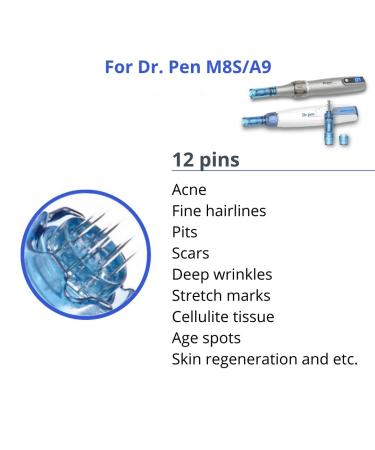 Dr. Pen ULTIMA M8S/A9 0.25mm 12 Pins Bayonet Slot Replacement Cartridges - 20 Pack - Disposable Parts - Buy Online on SooperMarket.com