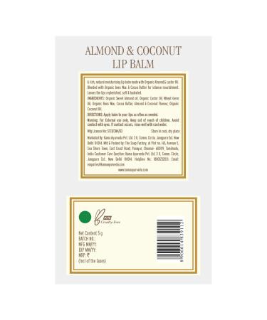 Kama Ayurveda Almond & Coconut Lip Balm | Moisturizing Lip Care 5g - Buy Online Worldwide - Buy Online on SooperMarket.com