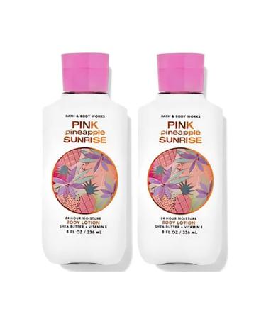 Bath and Body Works Super Smooth Body Lotion Sets Gift For Women 8 Oz -2 Pack (Pink Pineapple Sunrise) Pink Pineapple Sunrise 8 Fl Oz (Pack of 2)