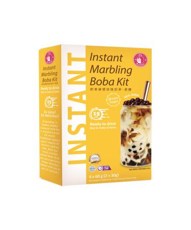 O's Bubble Instant Marbling Boba Tea Kit with brown sugar (4x 60g) | Bubble Tea | With tapioca pearls and straw
