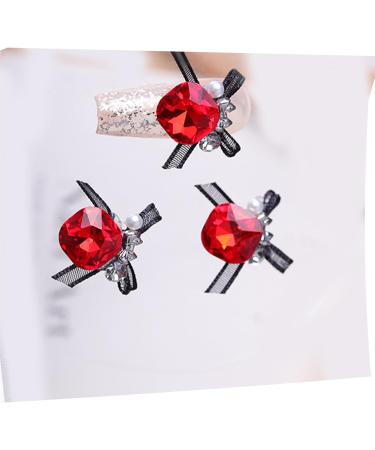 3pcs Nail Art With Rhinestones Organza Bowknot Fingernail Decoration For Salon Home Use Nail Accessories Kit - Buy Online on SooperMarket.com