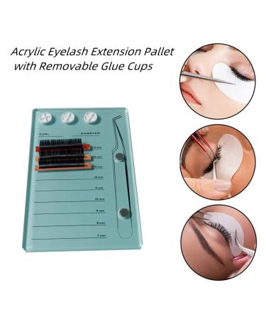 Eyelash Grafting Pallet with Acrylic Lash Tile Holder - 7-15mm Scale, Glue Cups, Storage Gasket Pads, Suction for Tweezers (Blue) - Buy Online on SooperMarket.com