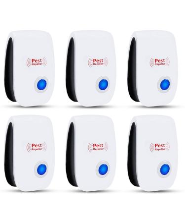 Ultrasonic Pest Repeller Pack of 6, Pest Control Ultrasonic Repellent Electronic Insects Rodents Repellent for Mosquito, Mouse, Cockroaches,Rats,Bug, Spider, Ant, Flies