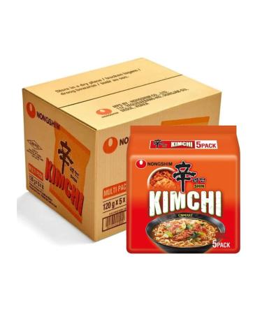Nong Shim Kimchi Ramyun Instant Noodle Soup Halal 120g (Pack of 40) Include Free CNMART Chopsticks