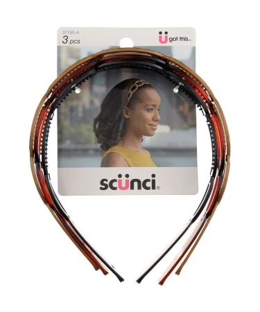 Scunci Oval Headbands Assorted Colors 3 Pieces