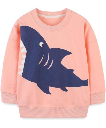 Girls Cotton Sweatshirt for Kids | Casual Long Sleeve Pullover | Shark Design | Toddler Clothes | Ages 1-12 - Buy Online on SooperMarket.com