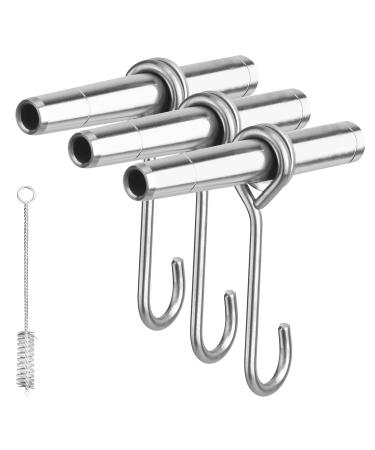 ARGCONNER Stainless Steel Maple Syrup Taps Kit Maple Tree Taps Spiles Tree Taps for Tapping Trees 3 Spiles and Hooks with 1 Spile Cleaning Brushes