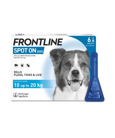 FRONTLINE Spot On Flea & Tick Treatment for Medium Dog (10-20kg) 6 Pipettes
