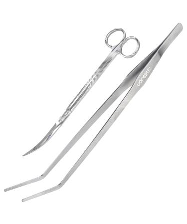 VORESTIC 2 pcs Aquascaping Tools Aquarium Tweezers Long 38cm Aquarium Scissors 25cm