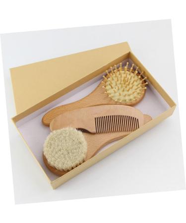 Organic Bamboo Baby Hairbrush Set for Natural Hair Care - Wooden Comb and Soft Wool Bristles for Infant Scalp and Toddler Bathing Essentials - Buy Online on SooperMarket.com