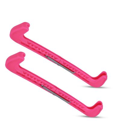 1 pair of ice skating protection adjustable spade protection skids for ice hockey slide shoes ice skating protective devices protective covers for ice hockey ice skating blades 31x6x1.8 cm (pink)