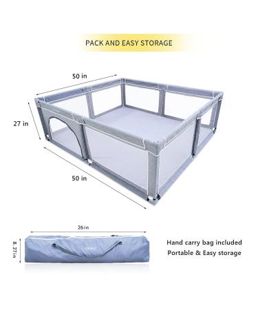 Baby Playpen: Sturdy Safety Play Center for Toddlers & Infants - 50x50 Inch Grey - Buy Online on SooperMarket.com