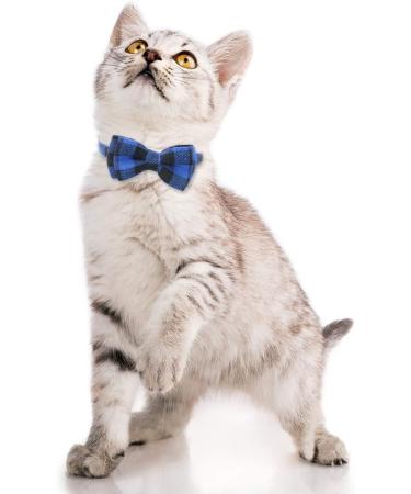 Personalized Breakaway Cat Collar with Bow Tie & Bell - Blue | Stainless Steel ID Tag Engraved | Name & Phone Number | 1 Pack - Buy Online on SooperMarket.com