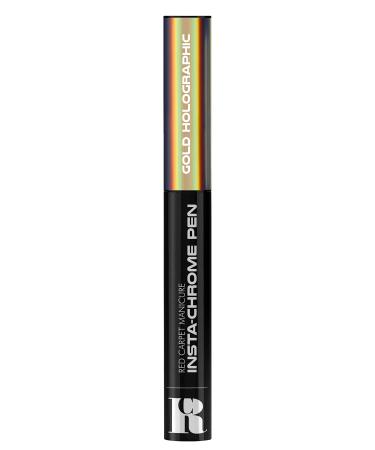 Red Carpet Manicure Insta-Chrome Pen for Mirror Nails | Easy Rub-On Application | Multiple Looks Over Light & Dark Colors | Gold Holographic | 0.02 Oz.
