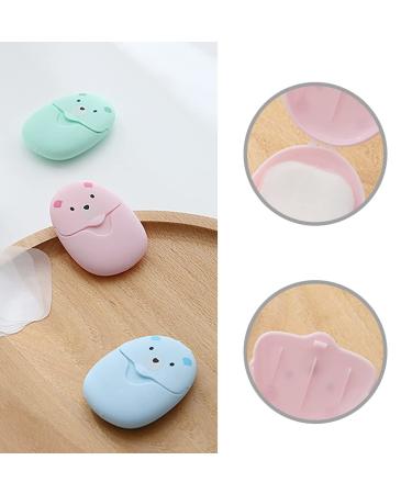 Ancuioyz Portable Boxing Paper Soap Leaves | Mini Travel Soap in Pink Blue & Green | Disposable Soap with Plastic Case - Buy Online on SooperMarket.com
