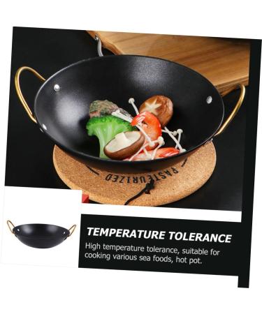 Alipis 1pc Pot Skillet with Lid Cooking Seafoodpot Eggs Frying Pan Double Ear Pan Dog Cookie Shapes Ramen Bowls Cast Iron Pan Mini Pan Camping Heating Pot Stainless Steel Black 30X25X9CM - Buy Online on SooperMarket.com