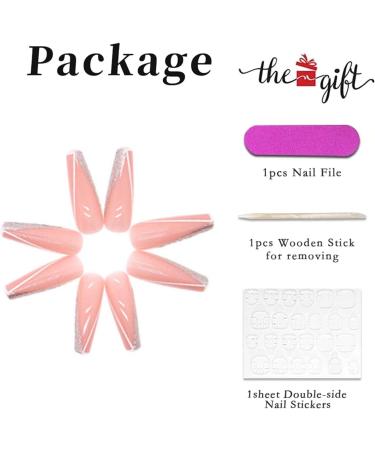 RUNRAYAY Pink French Fake Nails - Sequins Splicing Press On False Nails Kit for Women and Girls - Buy Online on SooperMarket.com