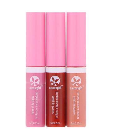SuncoatGirl All Natural Lip Gloss 3 Piece Set 0.23 oz (7 ml) Each