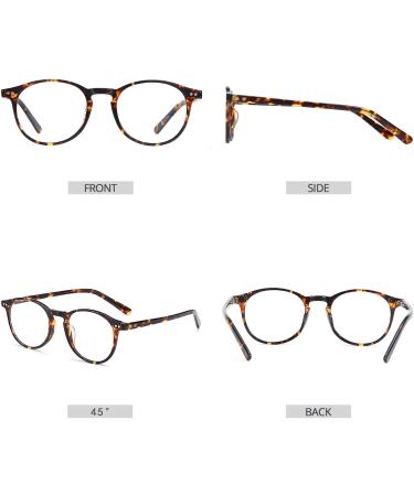 ZENOTTIC Vintage Round Glasses Frame | Retro Tortoise Nerd Glasses for Women & Men | Clear Lens No Prescription Needed - Buy Online on SooperMarket.com