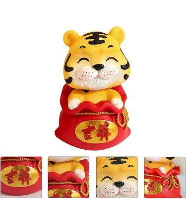 ORFOFE Digital Dash 1pc Year of The Tiger Bobble Head Ornament Crafts Office Resin Shake Your Head Red Fengshui Statue Red 1 6X6X9.5CM - Buy Online on SooperMarket.com