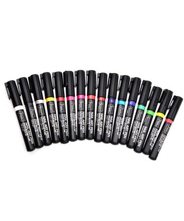 16PCS Nail Art Pen Painting Kit Nail Polish Pens Drawing Dotting Nail Polish Pen 3d Nail Design Beauty Tools For Uv Gel Polish Assorted Colour