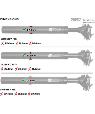 Fito Performance Edition 6061 Aluminum Alloy Suspension Seatpost 27.2 x 350mm - BLACK - Made in Taiwan - Buy Online on SooperMarket.com