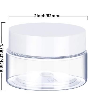 6 Pack 2 oz Clear Plastic Pot Jars with White Lids - Leak Proof Cosmetic Containers for Travel Storage - Ideal for Makeup, Eye Shadow, Nails, Powder, Paint, Jewelry - 2 Ounce Size - Buy Online on SooperMarket.com